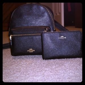 Black Coach Backpack w/wristlet